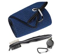 Mile High Life Asciugamano da Golf Ripiegabile in Microfibra Waffle Spazzola per Pulizia Mazze e Scarpe con Corda e Clip