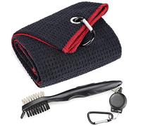 Mile High Life Asciugamano da Golf Ripiegabile in Microfibra Waffle Spazzola per Pulizia Mazze e Scarpe con Corda e Clip