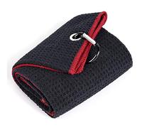 Mile High Life | Asciugamano da Golf Ripiegabile | Tessuto in Microfibra Premium | Cucitura Waffle | Moschettone Robusto (Nero rosso)