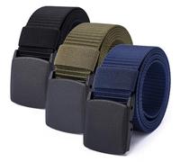 Mile High Life | Cintura in nylon | Cintura militare all'aperto | Fibbia sicura TSA YKK in plastica/metallo, Nero-oliva-blu navy, 142CM