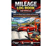 Mileage Log Book for Vehicles: Simple Auto Mileage Tracker for Business and Personal Use - Daily Trip Log with Odometer Record, Fuel Costs & Annual Summary