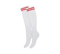 Milena Calze Alte Sopra Il Ginocchio Donna - Elastiche, Morbide e Traspiranti, Stile Casual Elegante, Perfette per Cosplay, Lavoro e Tempo Libero, Comode Tutto il Giorno - bianco-rosso