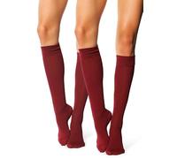 MILENA Calze Donna al Ginocchio Eleganti e Traspiranti per Moda Cosplay Sport e Uso Quotidiano Calzini Lunghi Comodi e Versatili Perfetti con Gonne e Shorts Bordeaux 2 Paia