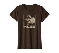 Miles Davis Monocromatico Marrone Maglietta, Donna, Marrone, M
