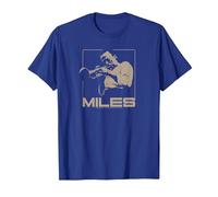 Miles Davis Monocromatico Marrone Maglietta, Uomo, Blu Reale, M