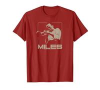 Miles Davis Monocromatico Marrone Maglietta, Uomo, Mirtillo Rosso, M