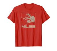 Miles Davis Monocromatico Marrone Maglietta, Uomo, Rosso, M