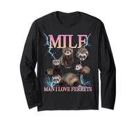 Milf Man I Love Ferrets Funny Ironic Acronym Joke Maglia a Manica