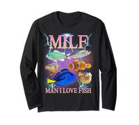 Milf Man I Love Fish Funny Ironic Acronym Joke Maglia a Manica