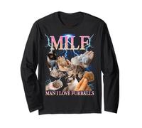 Milf Man I Love Furballs Funny Ironic Acronym Joke Maglia a Manica