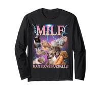 Milf Man I Love Furballs Funny Ironic Acronym Joke Maglia a Manica