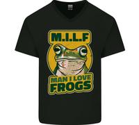 MILF Uomo Che Amo Le Rane Maglietta In Cotone A V Collo