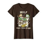 Milf Uomo Io Amo Rane Vintage retrò Rana E Funghi Funghi Maglietta, Donna, Marrone, L