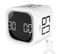 Milgeo - Timer con Sensore di Gravità, Timer Pomodoro, Strumento di Gestione del Tempo, Cubo per Adhs, Lavoro, Ufficio, Studio, Attività, Bambini, Cucina, Sport (bianco)