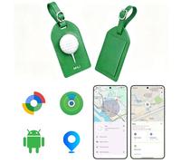 MiLi Etichetta bagaglio in pelle con design motivo golf, sistema duale (iOS/Android) localizzatore per valigie, borse da viaggio, zaini, compatibile con iOS Dov'è e Google Funzioni Trova App