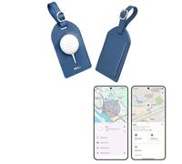 MiLi Etichetta bagaglio in pelle con design motivo golf, sistema duale (iOS/Android) localizzatore per valigie, borse da viaggio, zaini, compatibile con iOS Dov'è e Google Funzioni Trova App