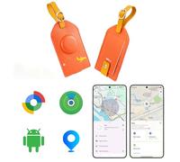 MiLi Etichetta bagaglio in pelle con tracker, sistema duale (iOS/Android) localizzatore per valigie, borse da viaggio, zaini, compatibile con iOS Dov’è e Google Funzioni Trova App