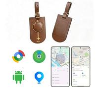 MiLi Etichetta bagaglio in pelle con tracker, sistema duale (iOS/Android) localizzatore per valigie, borse da viaggio, zaini, compatibile con iOS Dov’è e Google Funzioni Trova App