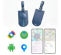 MiLi Etichetta bagaglio in pelle con tracker, sistema duale (iOS/Android) localizzatore per valigie, borse da viaggio, zaini, compatibile con iOS Dov’è e Google Funzioni Trova App
