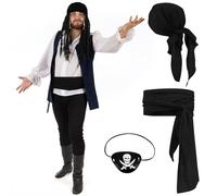 MILIAFLICK 3 Pezzi Accessori per Costumi da Pirata Bandana da Pirata Benda sull'occhio Forniture per Feste da Pirata Set di Travestimenti da Capitano dei Pirati Costume Cosplay per Carnevale