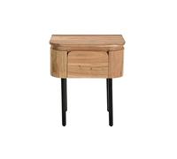 Miliboo Comodino in legno massiccio e metallo nero con cassetto L45 cm Napoli