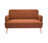 Miliboo Divano scandinavo 2 posti in tessuto effetto velluto testurizzato terra bruciata e legno chiaro ISKO