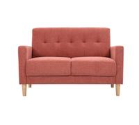 Miliboo Divano scandinavo a 2 posti in tessuto effetto velluto strutturato Terracotta e legno chiaro Moon