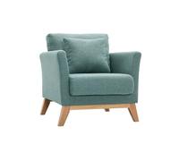 Miliboo Poltrona scandinava sfoderabile in tessuto verde di grigio e legno chiaro Oslo