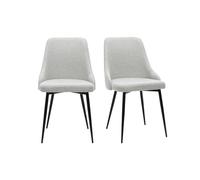 Miliboo Sedie Design in Tessuto Effetto Velluto strutturato Grigio Chiaro e Metallo Nero (Set di 2) Cult