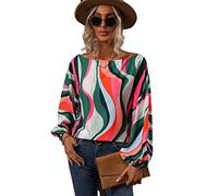 MILIG Summer Donna Lanterna Manica Lunga Pullover off Spalla Felpa Top per Donna Stampa Floreale Scollo Largo Boho Camicie Hawaii Camicie Nero Blu Verde Rosso Giallo S M L XL XXL