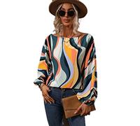 MILIG Summer Donna Lanterna Manica Lunga Pullover off Spalla Felpa Top per Donna Stampa Floreale Scollo Largo Boho Camicie Hawaii Camicie Nero Blu Verde Rosso Giallo S M L XL XXL