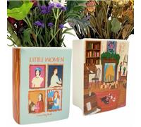 MILILOVE Vasi per libri in ceramica per fiori, graziosa decorazione per libreria, vasi per libri di fiori, decorazione unica per la casa, vasi unici per gli amanti dei libri (BookVase-LW)