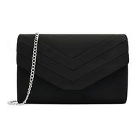 Milisente Pochette Donna Clutches Morbida Scamosciato Busta da sera Borsa Classic Clutch Purse (Nero)