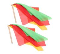 Milisten 1 Paio Bacchettpercussione Legno con Sciarpe Coloratper Danza Rossi Gialli e Verdi Adattper Adulti per Performance