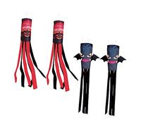 Milisten 1 Set Decorativi Windsock Halloween Poliestere Accessori per Leggera per Esterni con Volti Strani per Cortili E Atmosfera Spaventosa 4 Pezzi