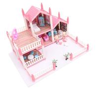 Milisten 1 Set Giocattoli del castello della principessa kit miniatura casa delle bambole fai da te Kit di case in miniatura fai da te giocattolo fai da te per plastica rosa