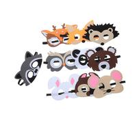 Milisten 10Pezzi Maschere per Maschere Animali Cartoni Animati per Feste Compleanno Halloween e Cosplay Include Cervo Riccio Panda Procione Gufo Coniglio