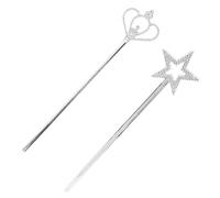 Milisten 2 Bacchette Magiche Principessa e Re Placcate Bastoni da Favola con e per Costume Halloween Party Compleanno Matrimonio e Cosplay