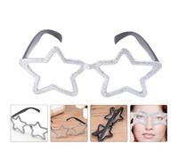 Milisten 2 Paia di Occhiali Giocattolo a Stella a Cinque Punte in Plastica Leggera Argento, Accessori per Feste e Cosplay per Adulti, Occhiali di Scena per Feste in Maschera, Carnevali
