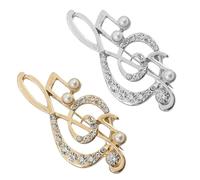 Milisten 2 Pezzi Spille Donna Nota Musicale Decorativa in Lega di Zinco Strass, Eleganti Accessori Moda per Decorare Borse o Regalo Compleanno