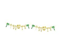 Milisten 2 Set Coconut Tree Lace Spiaggia bandiera del partito hawaiano stamina di festa estiva stamina da festa hawaiana stamina appesa pavese glitterato Materiale cartaceo glitterato