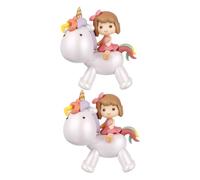Milisten 2 Unicorno Bambina Decorazione Torta Statua Cute Cake Topper Compleanno Shower