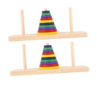 Milisten 2pezzi Da Tavolo Puzzle Intellettuale Legno Torre Hanoi Educativo Per Adulti e Anni Per Feste e Attività Ricreative