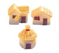 Milisten 3 Pezzi Casa Di Campagna Retrò Con Tetto in Paglia Decorazione Vecchio Mestiere Arredamento Case Del Villaggio Piccolo Piccole Case Per L'artigianato Micro Villetta Kit Resina