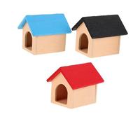 Milisten 3 Pezzi Miniatura Casa per Cani in Legno Accessori per Casa delle Bambole Rifugio Pet in Legno Resistente per Scenografie Giardino e Gioco Animali