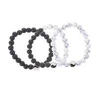 Milisten 3pezzi Bracciali Perline Nero e Bianco Braccialetti Amicizia Per Uomini e Donne Accessorio Di Buona Fortuna Bracciali Elasticizzati Per Ogni Occasione