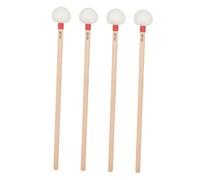 Milisten 4 Pezzi Bacchette per Timpani con Testa in Bianco in Legno Naturale Rosso Bacchette per Grancassa e Rullante Compatibili con Orchestre e Bande Scolastiche Design Rosso Accattivante
