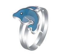 Milisten Anello Termocromico per Ragazzo Ragazza a Forma di Delfino in Lega di Zinco e Acrilico, Anello che Cambia Colore Delicato alla Moda per Ragazze