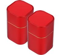 Milisten Barattolo per tè in Latta Rosso 2 Pezzi, Contenitore Portatile per Foglie di tè Sfuse e Chicchi di caffè, Coperchio Ermetico e Ampia Apertura, per Conservazione Alimenti in