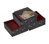 Milisten Bento Box Giapponese Portatile a 3 Strati in Plastica Riutilizzabile Coperchio, Scatola per Pranzo Tradizionale in Stile Giapponese Monte Fuji 12,5x12,5x16 Cm per Adulti e Picnic